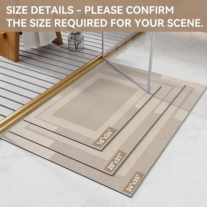 Non Slip Bath Mat, Rubber Backing Ultra Thin Bathroom Rugs Fit Under Door Quick - Image 2
