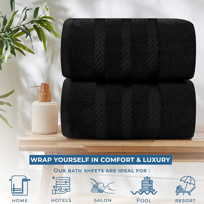 DAN RIVER 2 Pack Luxury Bath Sheets 35x70, 600 GSM, Soft & Quick Dry 100% Ring - Image 6