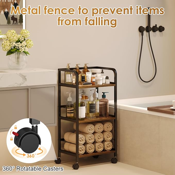 Towel Rack Free Standing Rolling 3-Tier - Image 6