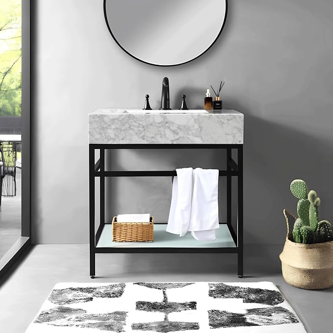 Gesipor Bathroom Carrara Marble Vanity - Image 5