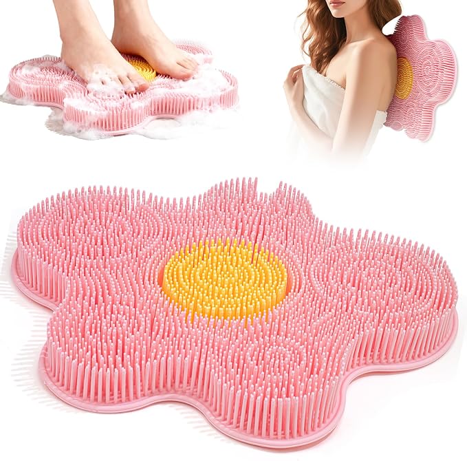 Shower Foot Scrubber Mat Silicone, Back Scrubber Exfoliating Washer Pad by Mabnuby