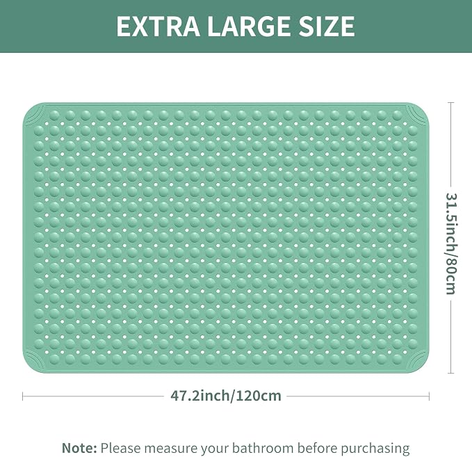 Yolife Extra Large TPE Shower Mat, 47.2" L x 31.5" W Anti Slip Bath Mat - Image 2