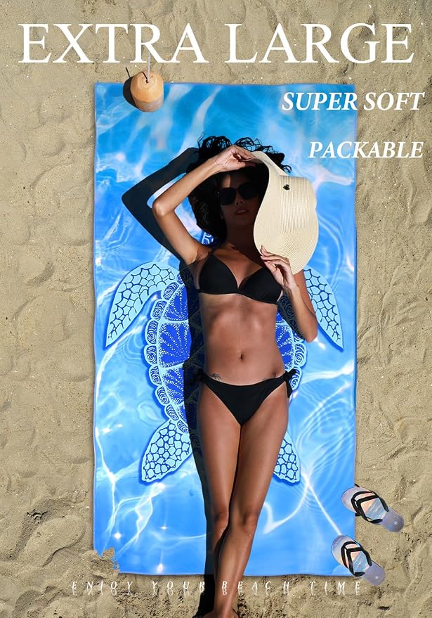 4 Pack Microfiber Lightweight Thin Beach Towel Sand Free Quick Dry Super - Image 3