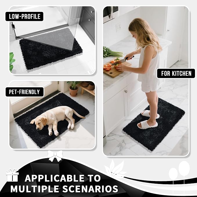 Yimobra Chenille Bathroom Rugs Non Slip, Extra Thick Soft Absorbent Bath Rug - Image 7