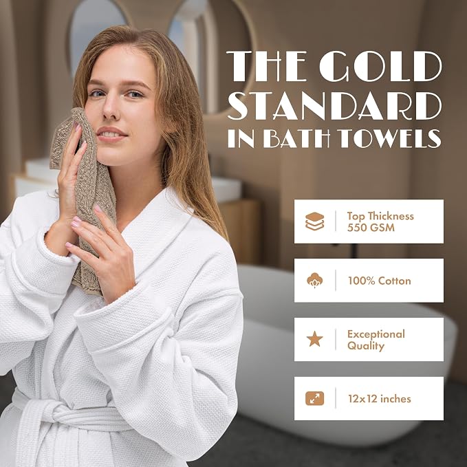 White Classic Taupe Washcloths Set - Image 2