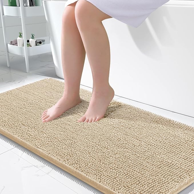 OLANLY Bathroom Rugs 50x30, Extra Soft Absorbent Chenille Bath Rugs, Rubber by OLANLY