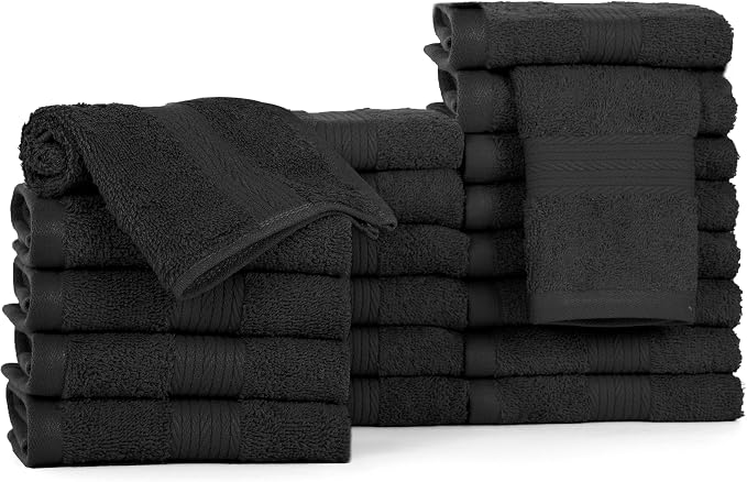 Ample Decor Wash Cloths Pack of 20, Oeko Tex Certified 600 GSM 100% Cotton Soft - Image 3