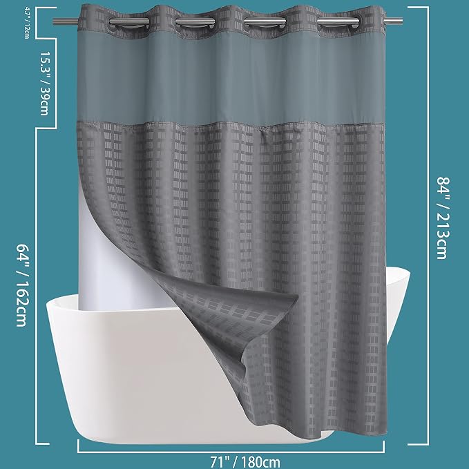 Conbo Mio Extra Long No Hook Shower Curtain - Image 6