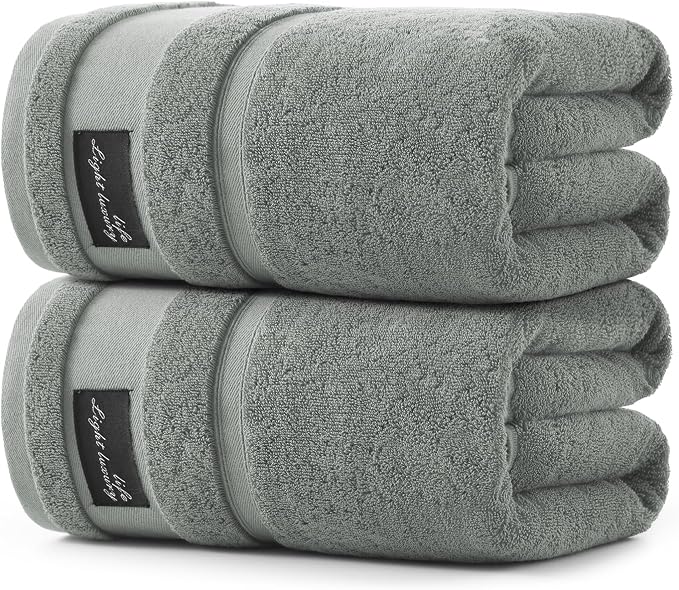 REDKISS Large Bath Towels Set 2 Piece, 100% Cotton, 31x63 in, Heavyweight 760GSM by REDKISSOnline
