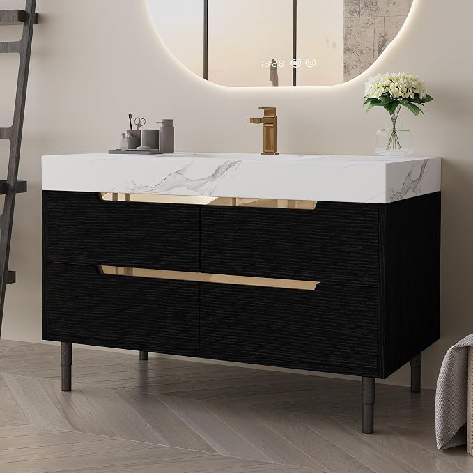 35.4" Bathroom Vanity with Sink Combo Set, Solid Wood Frame Bathroom Storage - Image 2