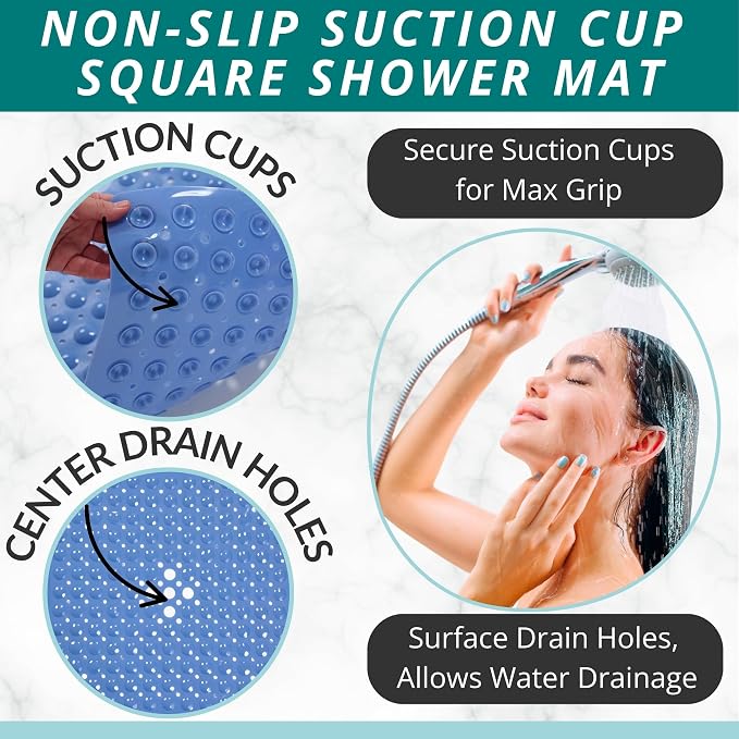 ENKOSI Square Shower Mat – 21 x 21 Inch Non-Slip Bathroom Shower Stall Mat - Image 2