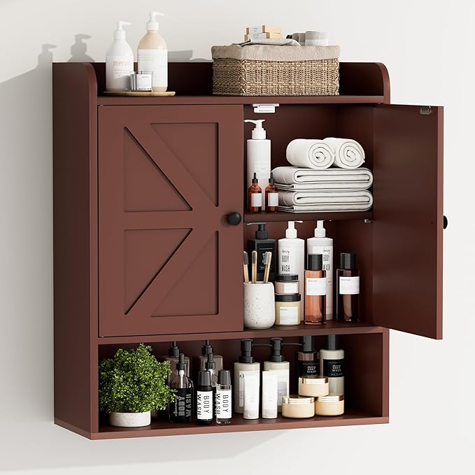 EasyCom 22" W x 26" H Bathroom Wall Cabinet, Farmhouse Medicine Cabinet by EasyCom