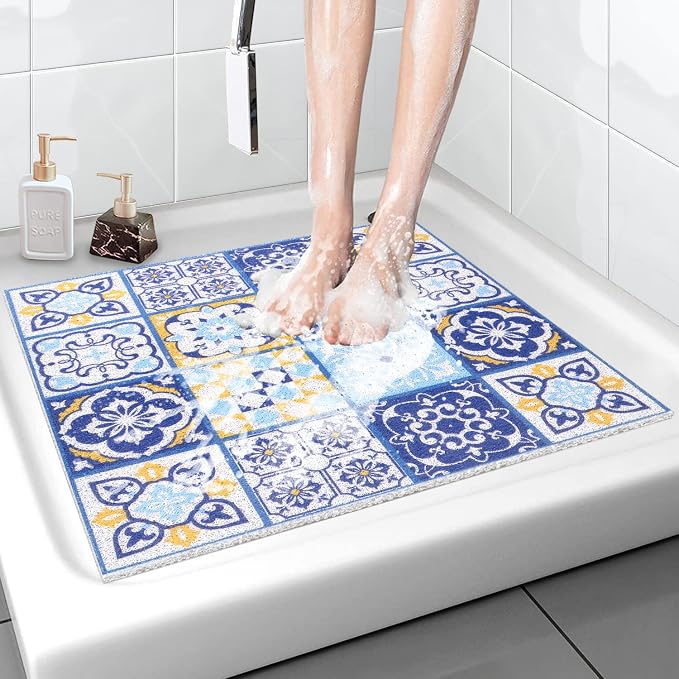 Shower Mat Non-Slip, 24x 24 Inch Square, Soft Comfort Bath Mats by Unknown