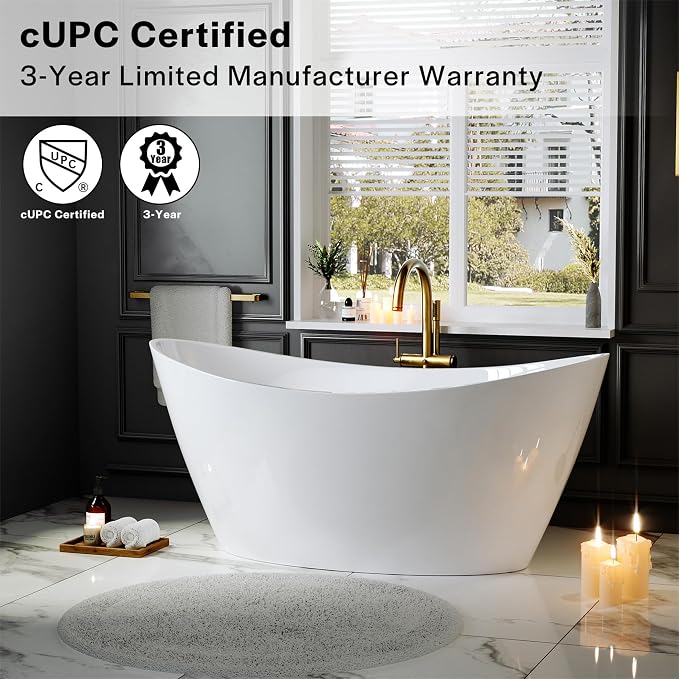 Empava Freestanding Bathtub, Acrylic Soaking Tub - Image 4