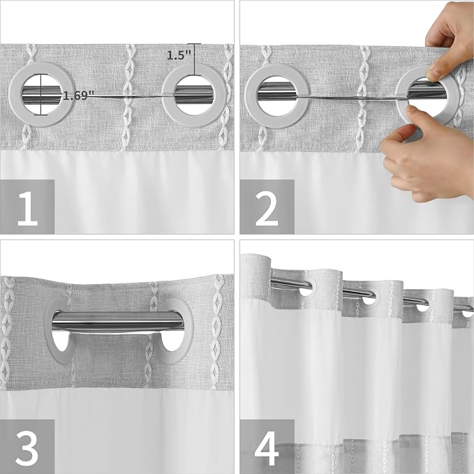 No Hook Long Shower Curtain Set - Image 5