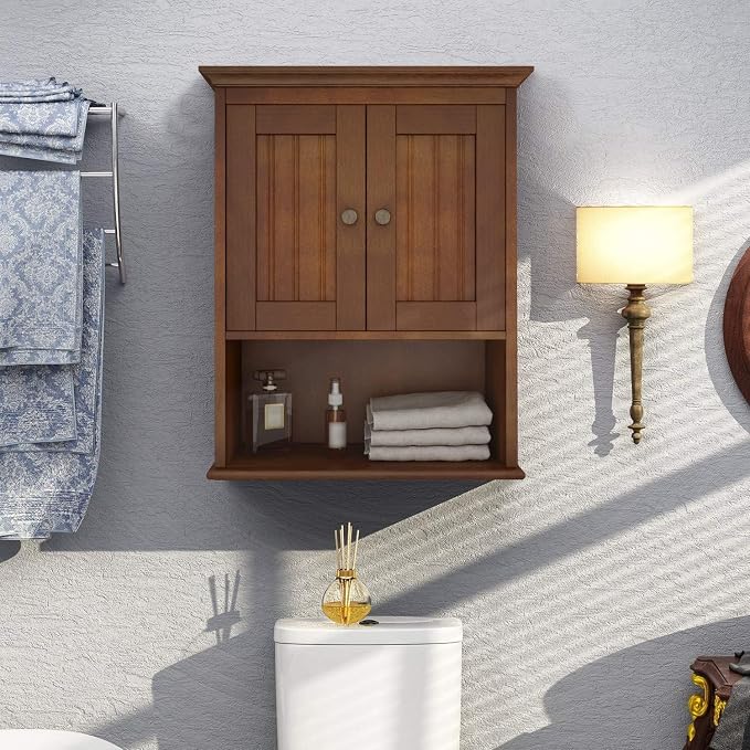 Treocho Wood Wall Cabinet, Bathroom Medicine Cabinet Storage - Image 2