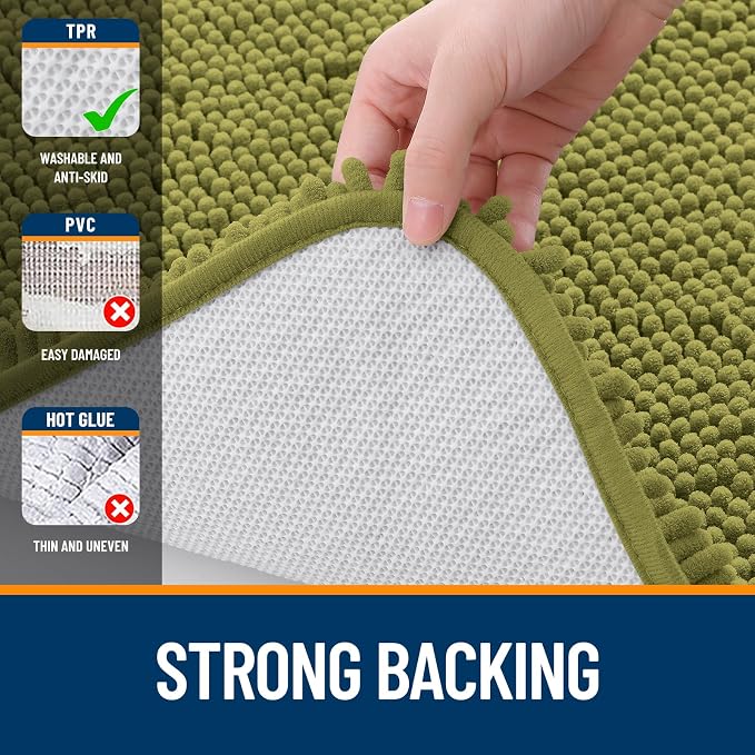 OLANLY Bathroom Rugs 24x16, Extra Soft Absorbent Chenille Bath Rugs, Rubber - Image 6