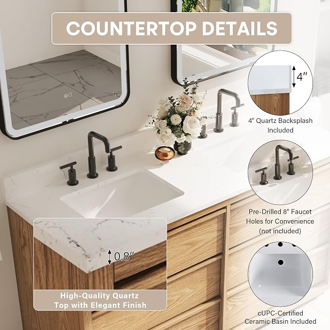 WELLFOR 60" Bathroom Vanity - Image 6