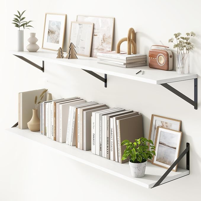 Floating Shelves 55 Inch Long, Wide Large Display Storage Shelves by FunMemories