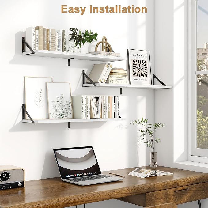 Fun Memories Floating Shelves for Wall, 36 Inches Long Set of 3 Wall Shelves - Image 2