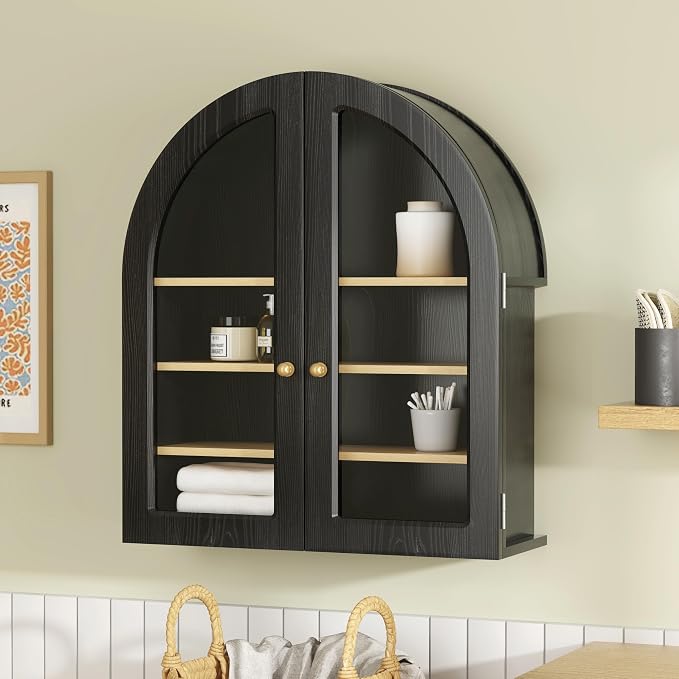 Large Arched Bathroom Wall Cabinet Modern Wooden Display Cabinet by MoomJiee