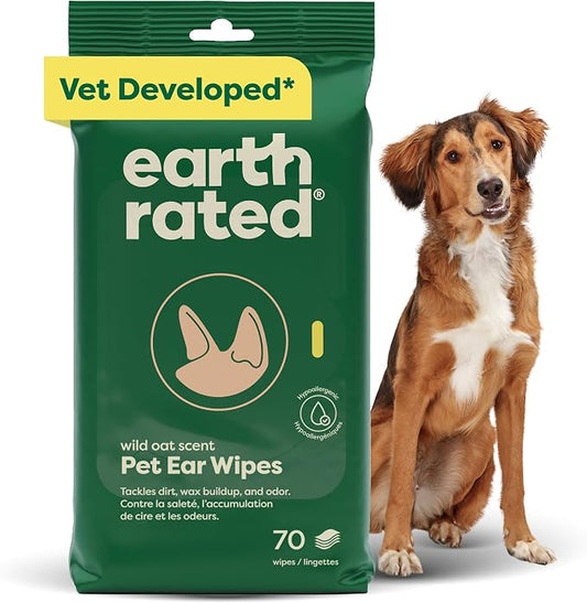 Earth Rated Vet-Developed Pet Ear Wipes, Hypoallergenic Cleaner by EarthRated