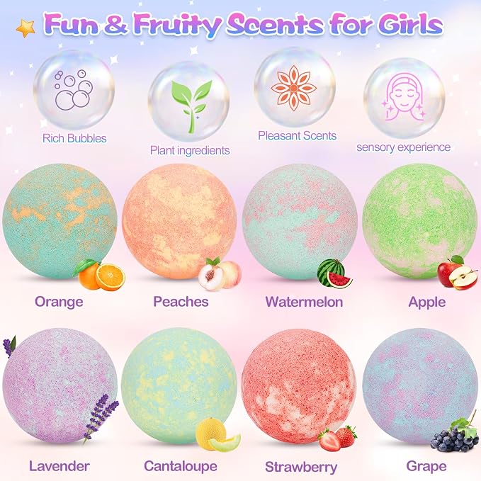 8 Pack Bubble Bath Bombs for Kids - Image 2