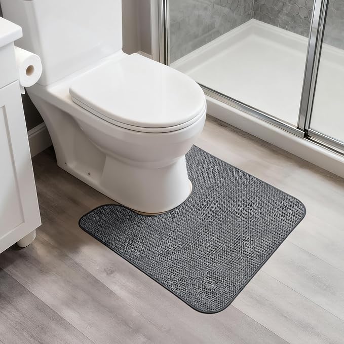 Toilet Rugs U Shaped Bathroom Rug, Machine Washable Non Slip Quick Dry Super by BosapDirect