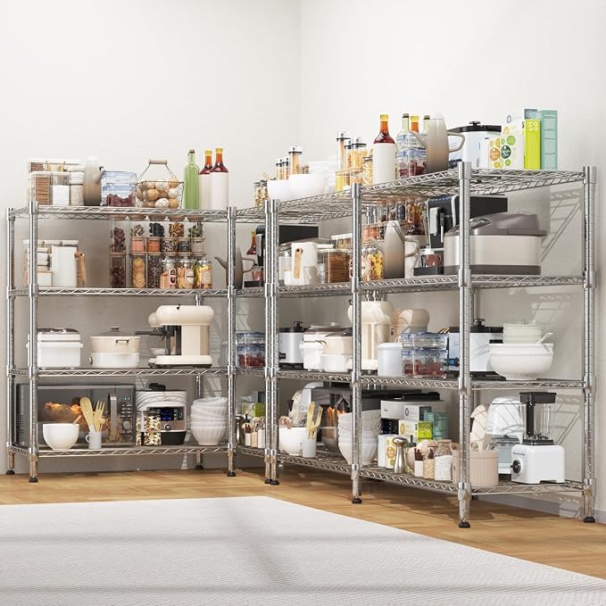 Homdox Heavy Duty Storage Shelves, 4 Tier Wire Shelving Unit, Adjustable Metal - Image 2