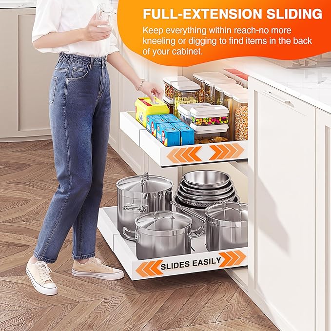 LEGUANG 2 Pack Expandable Pull-Out Cabinet Organizers - Image 2