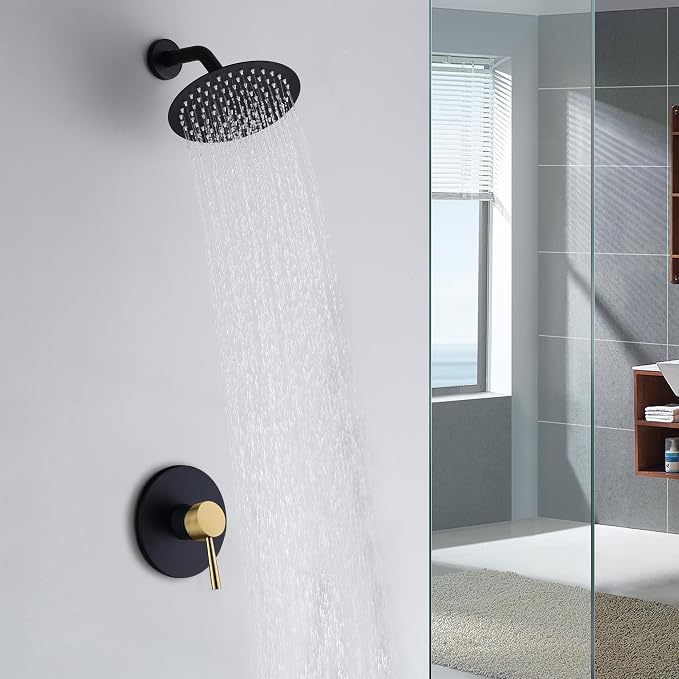 SUMERAIN Single-Function Shower Faucet Set Black and Gold, Stainless Steel 8 - Image 3