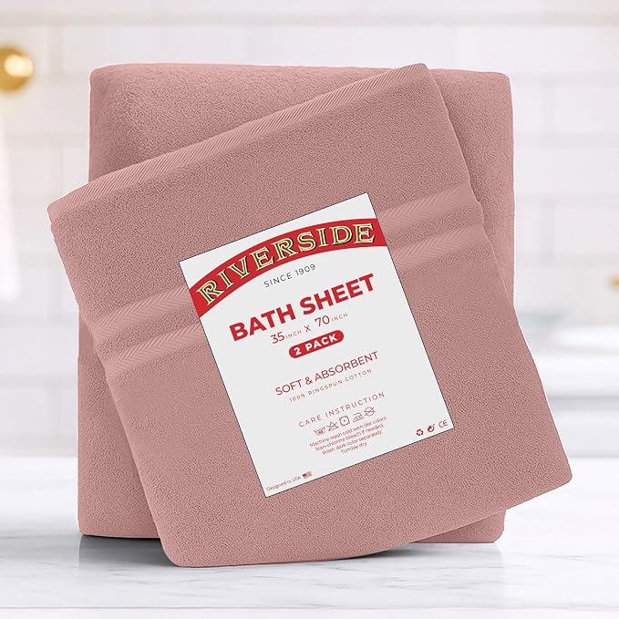 RIVERSIDE Pack of 2 Extra Large Bath Sheets 35 x 70 Inches - Image 7
