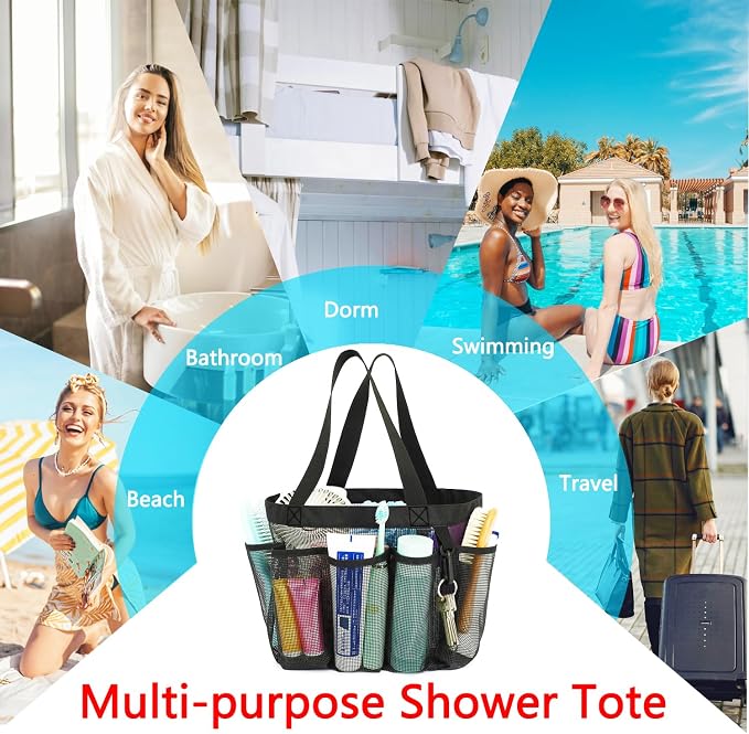 Mesh Shower Caddy Portable for College Dorm Room Essentials, 8-Pocket Large - Image 8