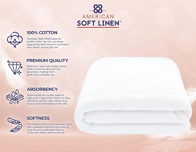 American Soft Linen Oversized Bath Sheet 40x80 Extra Large - Image 4