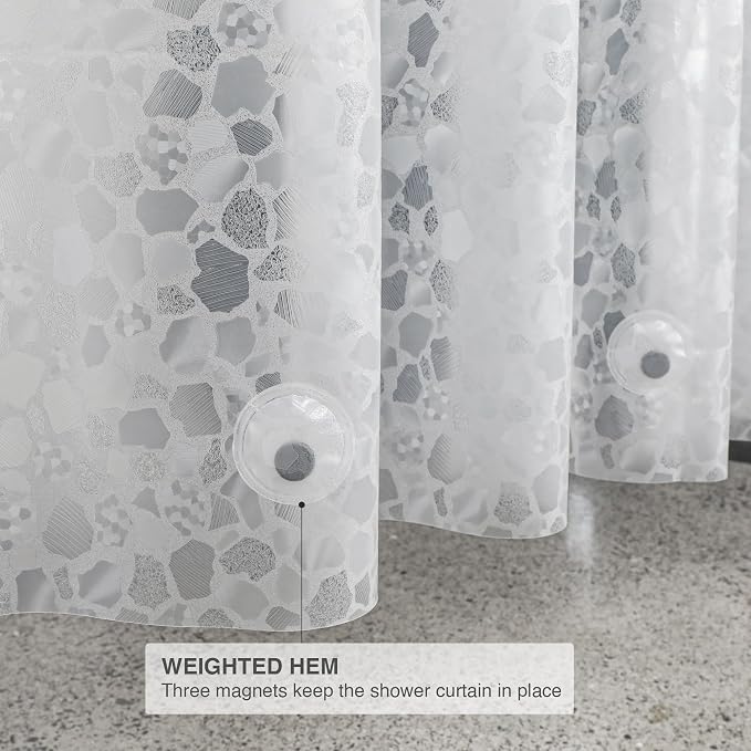 WELTRXE Bathroom Shower Curtain Liner 8G EVA Thick, 72x72 Inch 3D Frosted - Image 4