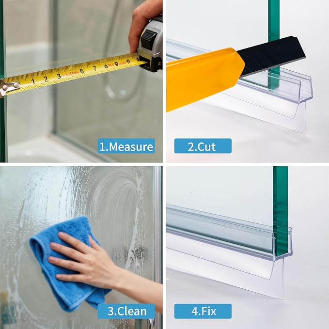 Shower Door Bottom Seal 2-Pack 1/4" x 39" Frameless Glass Shower Door Seal - Image 5