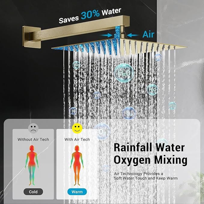 Rain Shower Faucet Set Wall Mounted Rainfall - Image 3