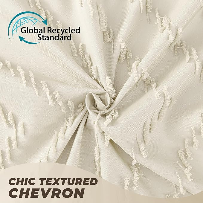 Extra Long 72 x 96 Cream Shower Curtain Boho Farmhouse Shower Curtain Tufted - Image 2