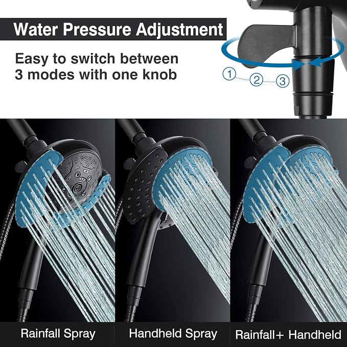 Shower Heads with Handheld Spray Combo: 7.2" Rain Shower Head & Handheld Shower - Image 2