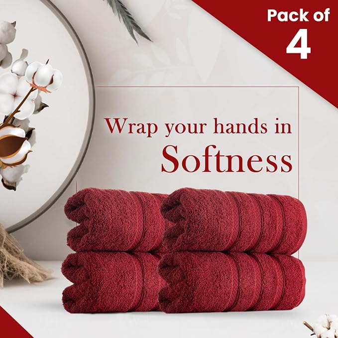 HALLEY Turkish 4 Pack Premium Hand Towels 650 GSM Highly Absorbent Super Soft - Image 2