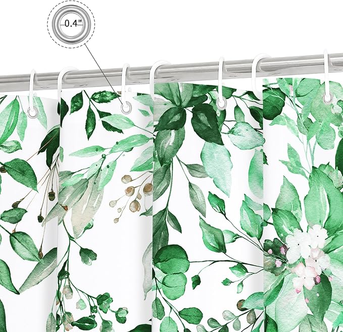 Gibelle Small Stall Shower Curtain 36 x 72, Narrow Emerald Green Floral Shower - Image 4
