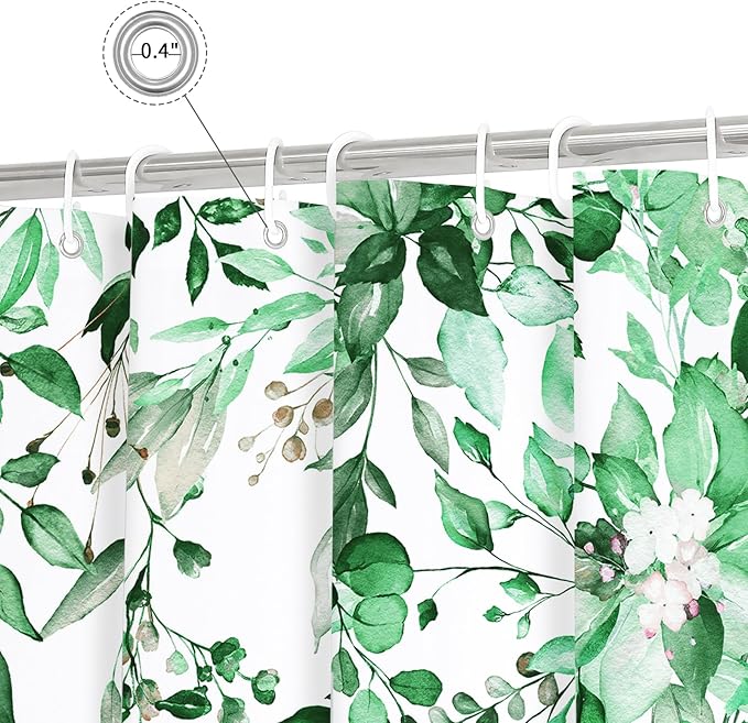 Gibelle Extra Long Shower Curtain 72 x 84, Emerald Green Floral Shower Curtain - Image 4