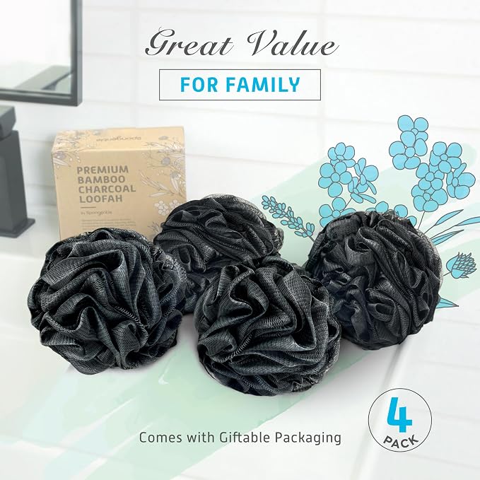 Spongentle Charcoal Bamboo Premium Deep Cleansing Loofah Sponge - Image 7