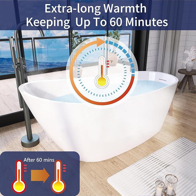 59" Acrylic Free Standing Tub, Stand Alone Tub, Freestanding Bathtub, Soaking - Image 6