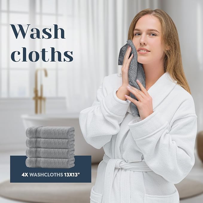 White Classic Luxury Bath Towel Set of 8 Pieces - Image 6