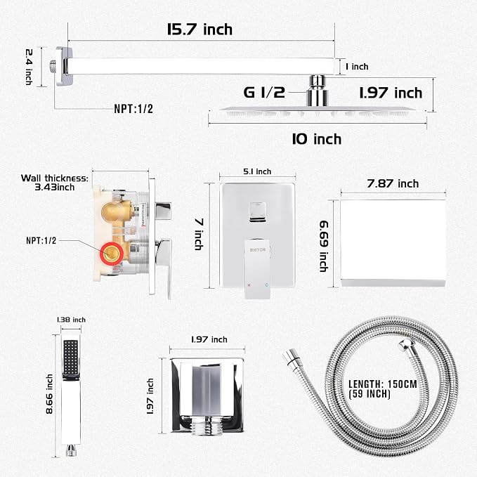 Wall Mounted Shower Faucet Set, Shower System - Image 6