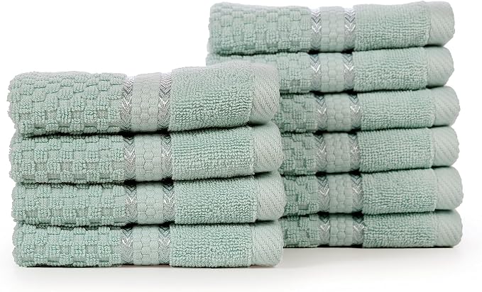 Ample Decor Mint Green Wash Cloth Set of 10 100% Cotton - Image 7
