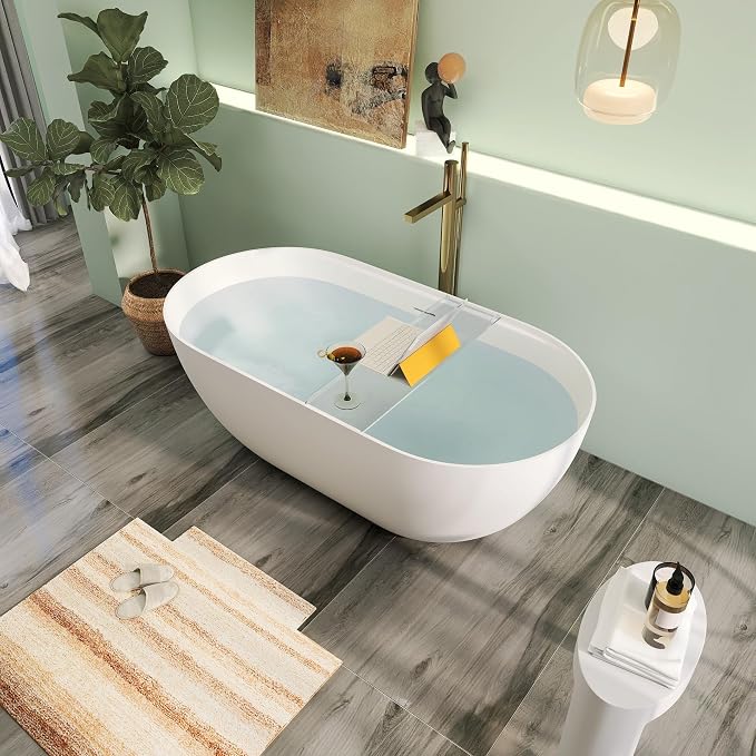 59" Premium Solid Surface Freestanding Bathtub - Image 2
