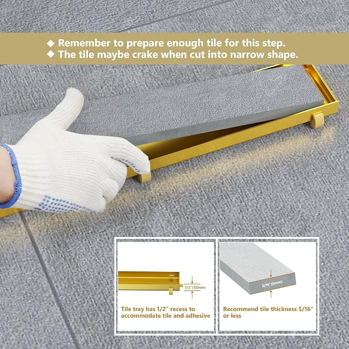 Neodrain 24-Inch Gold Linear Shower Drain - Image 9
