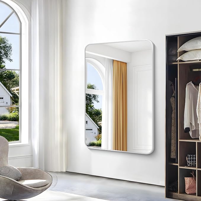 BONEWEI Silver Bathroom Mirror, 55x36 inch Wall Mirror - Image 4